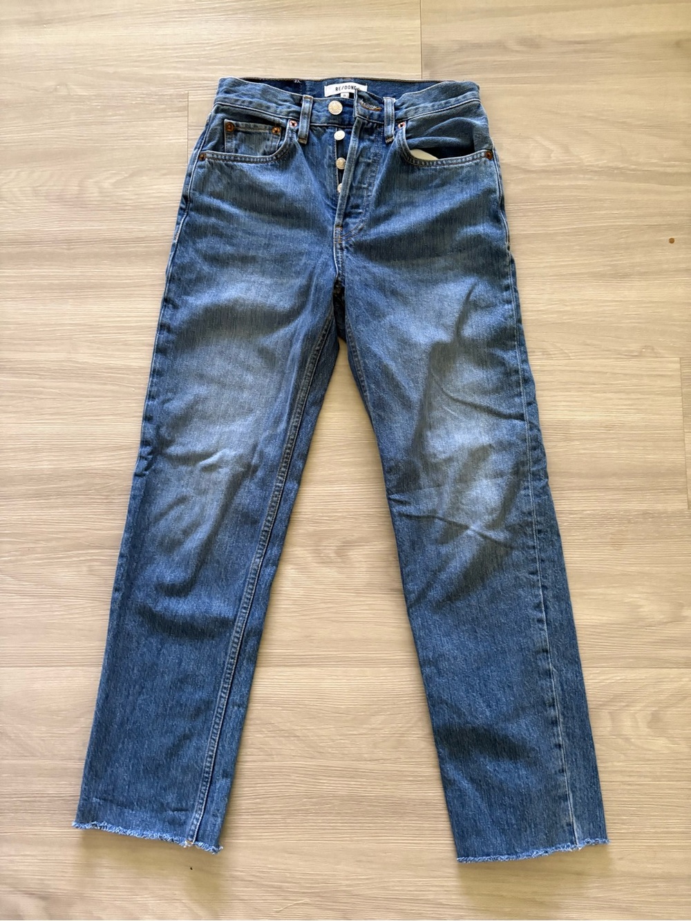 RE/DONE 70s Stove Pipe High Rise Straight Jeans Size:23